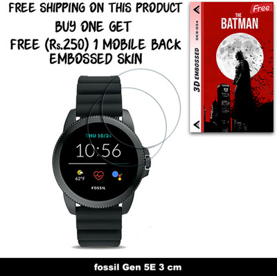 SOMTONE Screen Guard for fossil Gen 5E 3 cm WITH FREE 250 RUPEES 1 3D EMBOSSED SKIN FOR MOBILE BACK W2S034(Pack of 2)