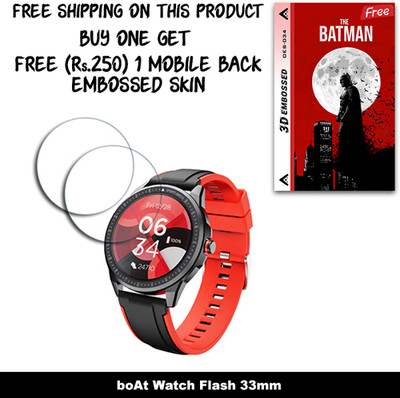 SOMTONE Screen Guard for boAt Watch Flash 33mm WITH FREE 250 RUPEES 1 3D EMBOSSED SKIN FOR MOBILE BACK W2S034(Pack of 2)