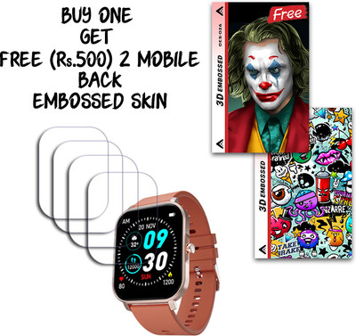 SOMTONE Screen Guard for Fire-Boltt Epic plus 1.83 inches WITH FREE 500 RUPEES 2 3D EMBOSSED SKIN FOR MOBILE BACK S026(Pack of 4)