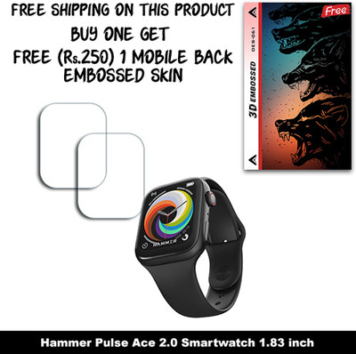 ARBAN Screen Guard for Hammer Pulse Ace 2.0 Smartwatch 1.83 inch (FREE 250 RUPEES 1 3D EMBOSSED SKIN FOR MOBILE BACK W2S061)(Pack of 2)