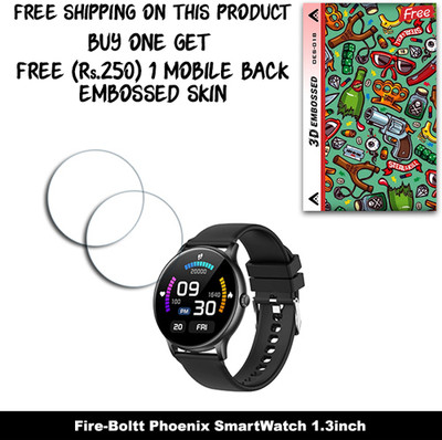 SOMTONE Screen Guard for Fire-Boltt Phoenix SmartWatch 1.3inch WITH FREE 250 RUPEES 1 3D EMBOSSED SKIN FOR MOBILE BACK W2S018(Pack of 2)