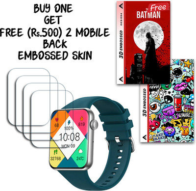 SOMTONE Screen Guard for Pebble Vision 2.05 inch WITH FREE 500 RUPEES 2 3D EMBOSSED SKIN FOR MOBILE BACK S034(Pack of 4)