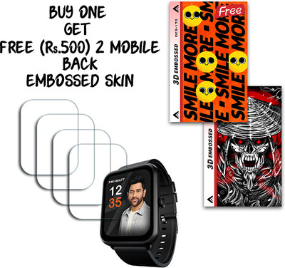 SOMTONE Screen Guard for Fire-Boltt Ninja Call Pro Plus 1.83 inch WITH FREE 500 RUPEES 2 3D EMBOSSED SKIN FOR MOBILE BACK S172(Pack of 4)