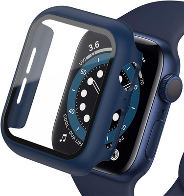 KAZUKI Screen Guard for 41mm Apple iWatch Series 9 / 8 / 7 41mm PC Frame + Tempered Glass Protector Case (Blue)(Pack of 1)