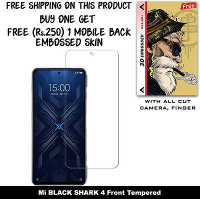 SOMTONE Tempered Glass Guard for Mi BLACK SHARK 4 And Free 1 Mobile Back Embossed Skin With Cut FS001(Pack of 1)