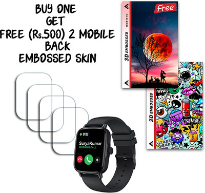 SOMTONE Screen Guard for Maxima Max Pro Turbo Smartwatch 1.69 inch WITH FREE 500 RUPEES 2 3D EMBOSSED SKIN FOR MOBILE BACK S010(Pack of 4)