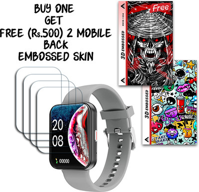 SOMTONE Screen Guard for Gizmore Blaze Max 1.85 inch WITH FREE 500 RUPEES 2 3D EMBOSSED SKIN FOR MOBILE BACK S124(Pack of 4)