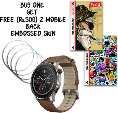 ARBAN Screen Guard for Amazfit GTR 4 WITH FREE 500 RUPEES 2 3D EMBOSSED SKIN FOR MOBILE BACK S001(Pack of 4)