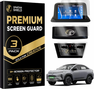 spartan shield Screen Guard for TATA CURVV EV 2024 || 7 INCH INFOTAINMENT + STEERING + AC PANEL PROTECTOR | Curvv.EV Creative Car Digital Display Accessories [Not Tempered Glass](Pack of 3)