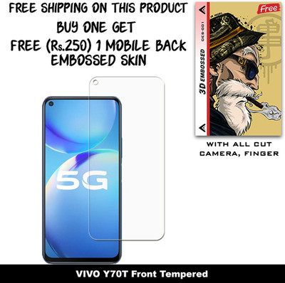 SOMTONE Tempered Glass Guard for VIVO Y70T And Free 1 Mobile Back Embossed Skin With Cut FS001(Pack of 1)