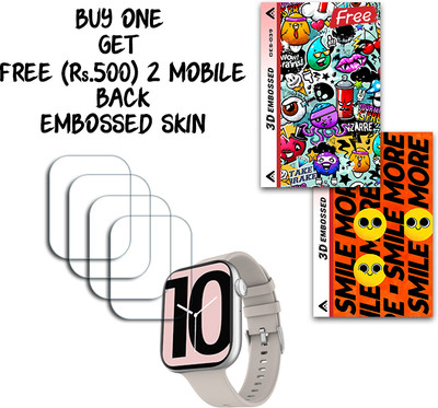 SOMTONE Screen Guard for Fire-Boltt Ring 3 Smart Watch 1.8 inch WITH FREE 500 RUPEES 2 3D EMBOSSED SKIN FOR MOBILE BACK S039(Pack of 4)