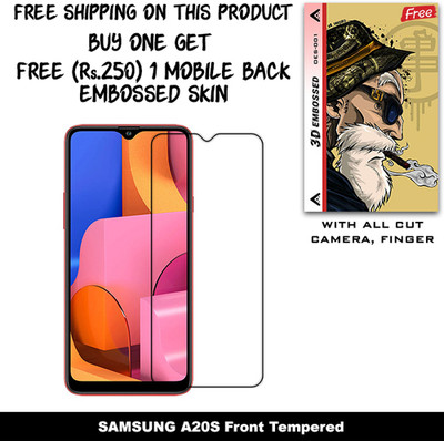 ARBAN Screen Guard for SAMSUNG A20S And Free 1 Mobile Back Embossed Skin With Cut FS001(Pack of 1)