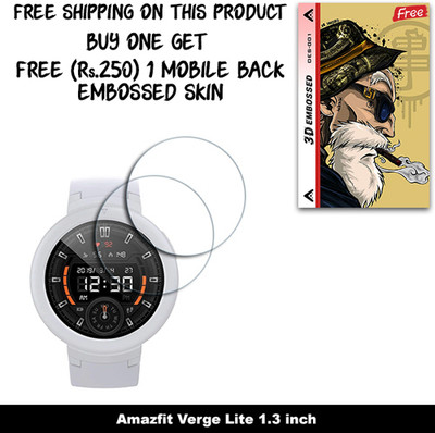 ARBAN Screen Guard for Amazfit Verge Lite 1.3 inch WITH FREE 250 RUPEES 1 3D EMBOSSED SKIN FOR MOBILE BACK W2S001(Pack of 2)