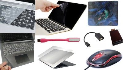ANJO Screen Guard for 14 inch Laptop With Keyguard-Lamination-LED Light-OTG-Mouse & Pad 9 in 1 Combo (Matte, Transparent)(Pack of 9)
