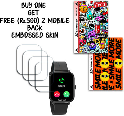 ARBAN Screen Guard for Fastrack Reflex Vox 2 SmartWatch 1.8inch WITH FREE 500 RUPEES 2 3D EMBOSSED SKIN FOR MOBILE BACK S039(Pack of 4)