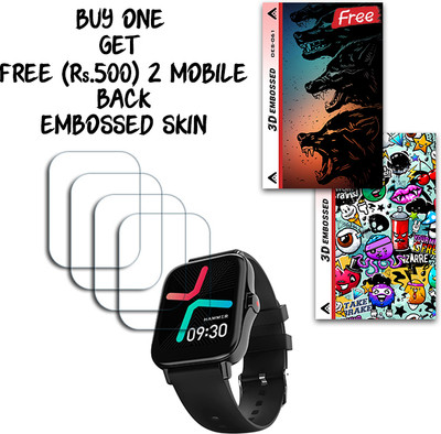 SOMTONE Screen Guard for Hammer Pulse 2.0 SmartWatch 1.69 inch WITH FREE 500 RUPEES 2 3D EMBOSSED SKIN FOR MOBILE BACK S061(Pack of 4)