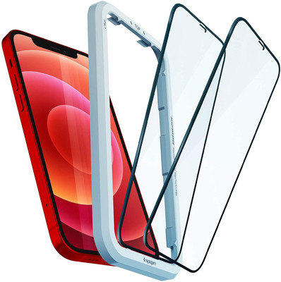 Spigen Screen Guard for Apple iPhone 12 Pro, Apple iPhone 12(Pack of 2)