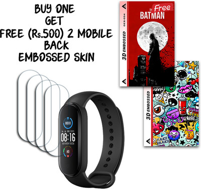 SOMTONE Screen Guard for Mi Smart Band 5 1.1 inch WITH FREE 500 RUPEES 2 3D EMBOSSED SKIN FOR MOBILE BACK S034(Pack of 4)