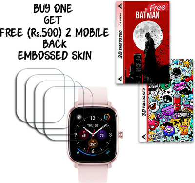 SOMTONE Screen Guard for Amazfit GTS 2 Mini New WITH FREE 500 RUPEES 2 3D EMBOSSED SKIN FOR MOBILE BACK S034(Pack of 4)