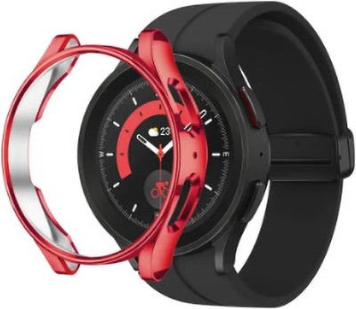 KAZUKI Screen Guard for Samsung Galaxy Watch 5 Pro 45mm Electroplating Hollow TPU Protective Case (Red)(Pack of 1)