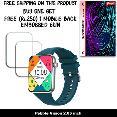 ARBAN Screen Guard for Pebble Vision 2.05 inch WITH FREE 250 RUPEES 1 3D EMBOSSED SKIN FOR MOBILE BACK W2S002(Pack of 2)