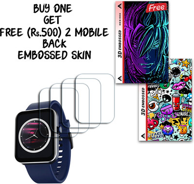 SOMTONE Screen Guard for boAt Wave Flex Connect 1.83 inch WITH FREE 500 RUPEES 2 3D EMBOSSED SKIN FOR MOBILE BACK S002(Pack of 4)