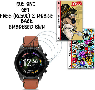 SOMTONE Screen Guard for fossil Gen 6 1.28 inch WITH FREE 500 RUPEES 2 3D EMBOSSED SKIN FOR MOBILE BACK S001(Pack of 4)