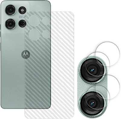 SOMTONE Screen Guard for Motorola Moto G75 5G Camera Lens Glass Protector | Anti-Scratch | Edge to Edge Full Coverage | 9H Hardness (BACK CARBON FIBER SKIN + CAMERA LENS PROTECTOR)(Pack of 2)