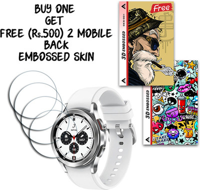 SOMTONE Screen Guard for Galaxy Watch4 Classic Bluetooth 42mm WITH FREE 500 RUPEES 2 3D EMBOSSED SKIN FOR MOBILE BACK S001(Pack of 4)