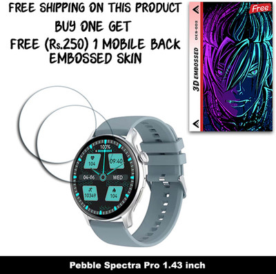 SOMTONE Screen Guard for Pebble Spectra Pro 1.43 inch WITH FREE 250 RUPEES 1 3D EMBOSSED SKIN FOR MOBILE BACK W2S002(Pack of 2)