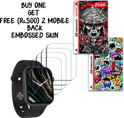 SOMTONE Screen Guard for i7 Pro Max Smartwatch 45mm WITH FREE 500 RUPEES 2 3D EMBOSSED SKIN FOR MOBILE BACK S124(Pack of 4)