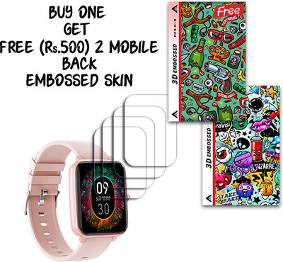 SOMTONE Screen Guard for Fire-Boltt Ninja Call Pro 1.69 inche WITH FREE 500 RUPEES 2 3D EMBOSSED SKIN FOR MOBILE BACK S018(Pack of 4)