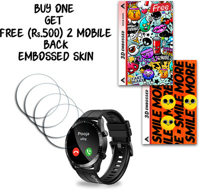 ARBAN Screen Guard for PTron Force X11P Smartwatch 1.3 inch WITH FREE 500 RUPEES 2 3D EMBOSSED SKIN FOR MOBILE BACK S039(Pack of 4)