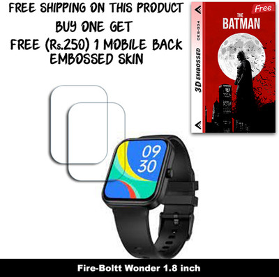 ARBAN Screen Guard for Fire-Boltt Wonder 1.8 inch WITH FREE 250 RUPEES 1 3D EMBOSSED SKIN FOR MOBILE BACK W2S034(Pack of 2)