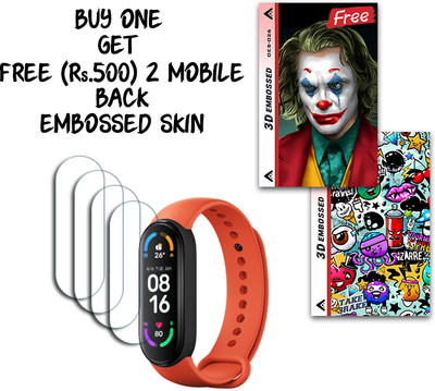 SOMTONE Screen Guard for Mi Smart Band 6 NFC 1.56 inch WITH FREE 500 RUPEES 2 3D EMBOSSED SKIN FOR MOBILE BACK S026(Pack of 4)