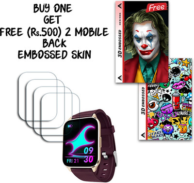 ARBAN Screen Guard for Fastrack New Reflex Beat+ 1.69 inch WITH FREE 500 RUPEES 2 3D EMBOSSED SKIN FOR MOBILE BACK S026(Pack of 4)