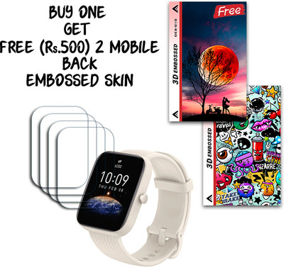 ARBAN Screen Guard for Amazfit Bip 3 Pro 1.69 inch WITH FREE 500 RUPEES 2 3D EMBOSSED SKIN FOR MOBILE BACK S010(Pack of 4)