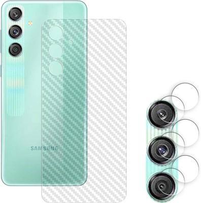 ARBAN Screen Guard for Samsung Galaxy M55s 5G Camera Lens Glass Protector | Anti-Scratch | Edge to Edge Full Coverage | 9H Hardness (BACK CARBON FIBER SKIN + CAMERA LENS PROTECTOR)(Pack of 2)