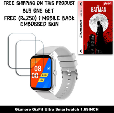 SOMTONE Screen Guard for Gizmore GizFit Ultra Smartwatch 1.69INCH WITH FREE 250 RUPEES 1 3D EMBOSSED SKIN FOR MOBILE BACK W2S034(Pack of 2)