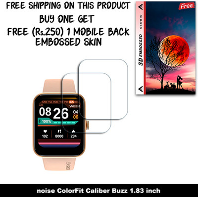 SOMTONE Screen Guard for noise ColorFit Caliber Buzz 1.83 inch WITH FREE 250 RUPEES 1 3D EMBOSSED SKIN FOR MOBILE BACK W2S010(Pack of 2)
