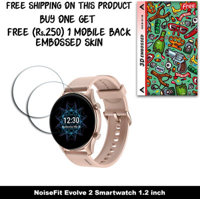 SOMTONE Screen Guard for NoiseFit Evolve 2 Smartwatch 1.2 inch WITH FREE 250 RUPEES 1 3D EMBOSSED SKIN FOR MOBILE BACK W2S018(Pack of 2)