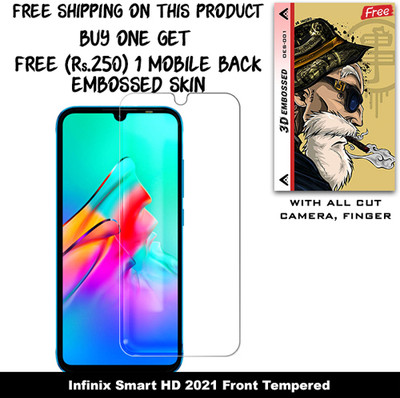 ARBAN Screen Guard for Infinix Smart HD 2021 And Free 1 Mobile Back Embossed Skin With Cut FS001(Pack of 1)