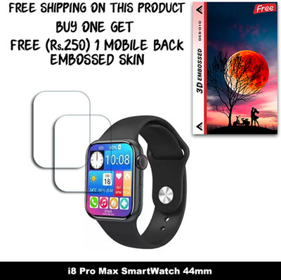 ARBAN Screen Guard for i8 Pro Max SmartWatch 44mm WITH FREE 250 RUPEES 1 3D EMBOSSED SKIN FOR MOBILE BACK W2S010(Pack of 2)