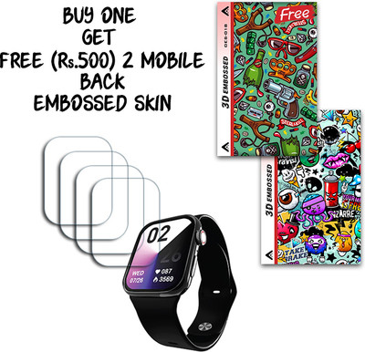 SOMTONE Screen Guard for Hammer Pulse Ace Pro Smartwatch 1.81 inch WITH FREE 500 RUPEES 2 3D EMBOSSED SKIN FOR MOBILE BACK S018(Pack of 4)