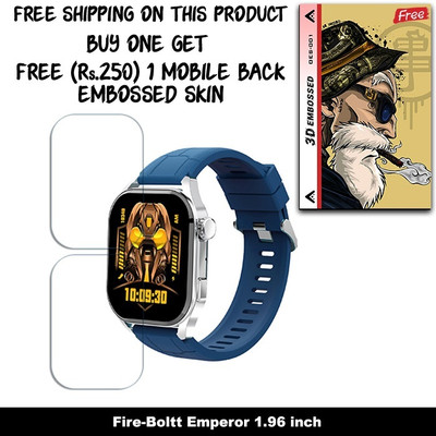 SOMTONE Screen Guard for Fire-Boltt Emperor 1.96 inch Smartwatch SCREEN GUARD WITH FREE 250 RUPEES 1 3D EMBOSSED SKIN FOR MOBILE BACK W2S001(Pack of 2)