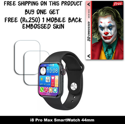 ARBAN Screen Guard for i8 Pro Max SmartWatch 44mm WITH FREE 250 RUPEES 1 3D EMBOSSED SKIN FOR MOBILE BACK W2S026(Pack of 2)