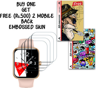 SOMTONE Screen Guard for crossbeats Ignite LYT Max 1.9 inch WITH FREE 500 RUPEES 2 3D EMBOSSED SKIN FOR MOBILE BACK S001(Pack of 4)