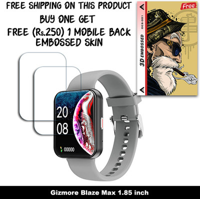 SOMTONE Screen Guard for Gizmore Blaze Max 1.85 inch WITH FREE 250 RUPEES 1 3D EMBOSSED SKIN FOR MOBILE BACK W2S001(Pack of 2)