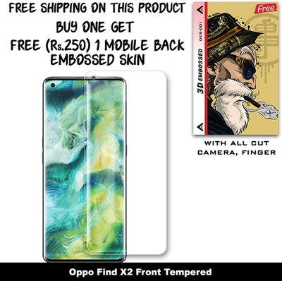 ARBAN Screen Guard for Oppo Find X2 And Free 1 Mobile Back Embossed Skin With Cut FS001(Pack of 1)