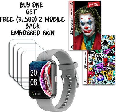 SOMTONE Screen Guard for Gizmore Blaze Max 1.85 inch WITH FREE 500 RUPEES 2 3D EMBOSSED SKIN FOR MOBILE BACK S026(Pack of 4)